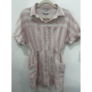 FRNCH Paris Pink White Striped Romper Women’s Size Medium